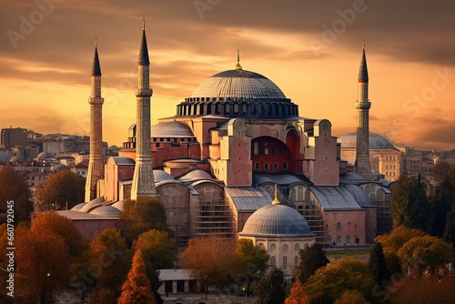 Scenic sight of the Hagia Sophia. Generative AI photo