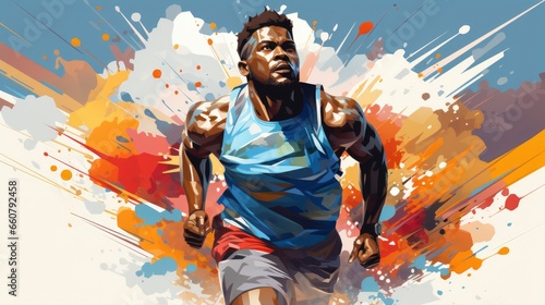 Colorful Man Sports and athletics cartoon  Cartoon Graphic Design  Background HD For Designer