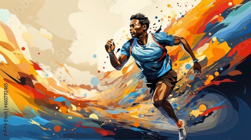 Colorful Man Sports and athletics cartoon, Cartoon Graphic Design, Background HD For Designer