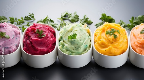 Colorful Mashed potatoes on white background, Cartoon Graphic Design, Background HD For Designer