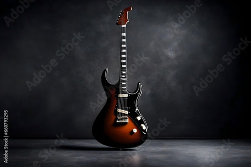 electric guitar on red background photo