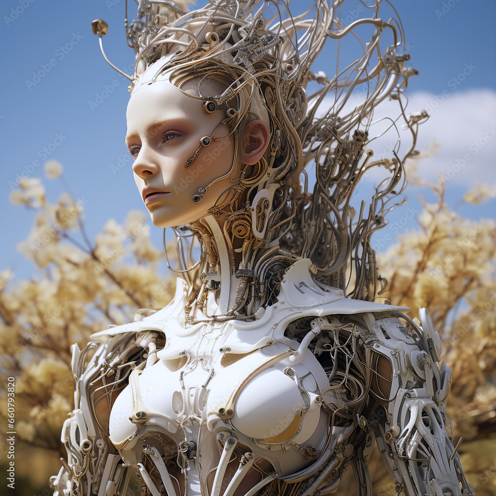 Transhumanism Abstract transhumanism, singularity, neuralink, cyborg Stock Photo | Adobe Stock