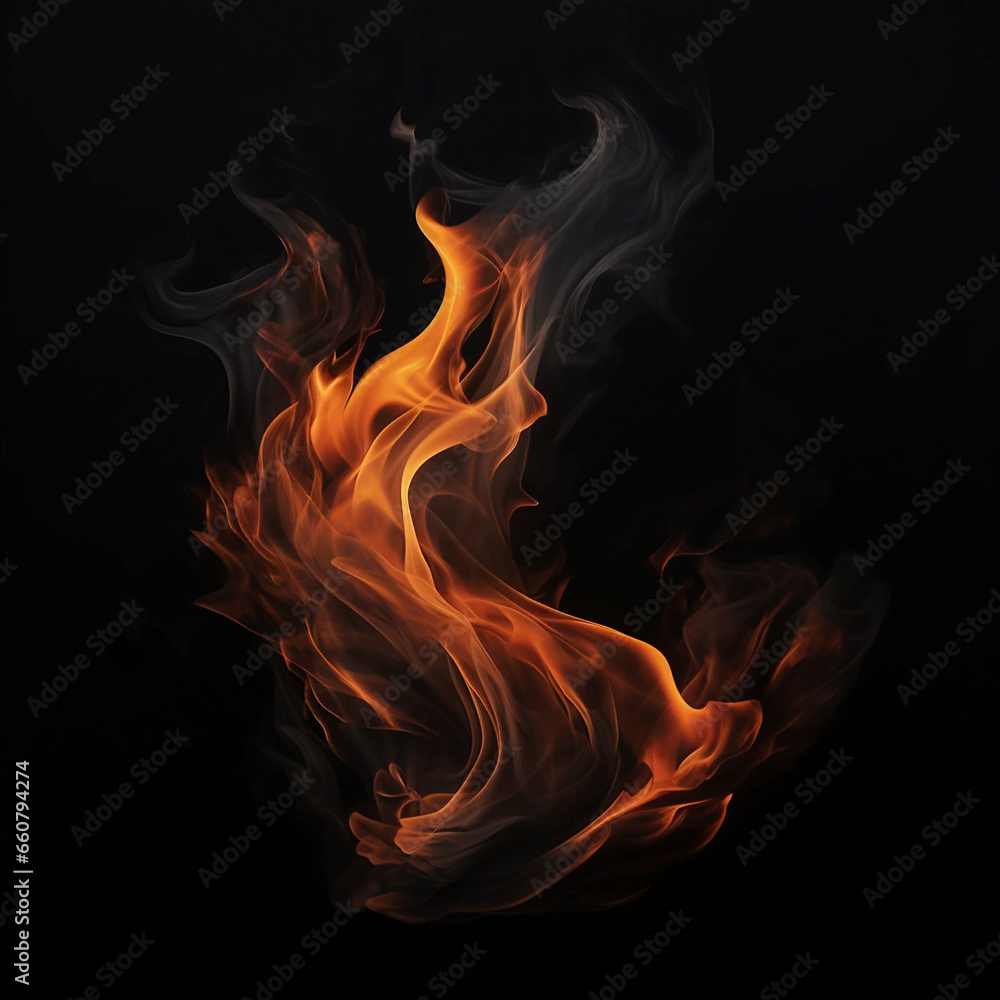 A Flickering Flame Isolated on a Black Background A Flickering Flame Isolated on a Black Background