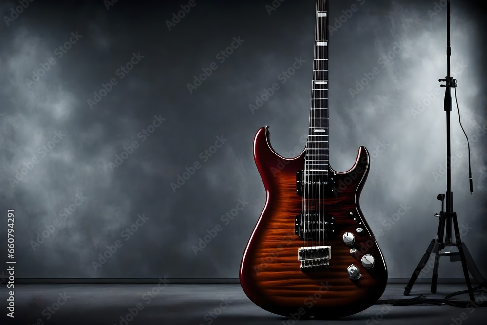 electric guitar on red background