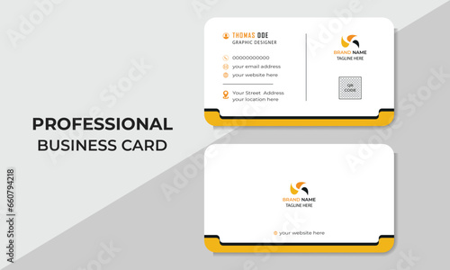 creative and modern yellow business card design template with minimal shapes