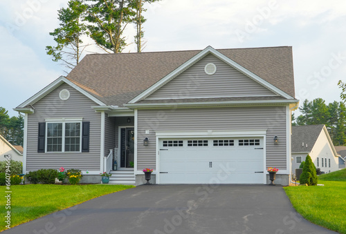 new built house exterior in residential area