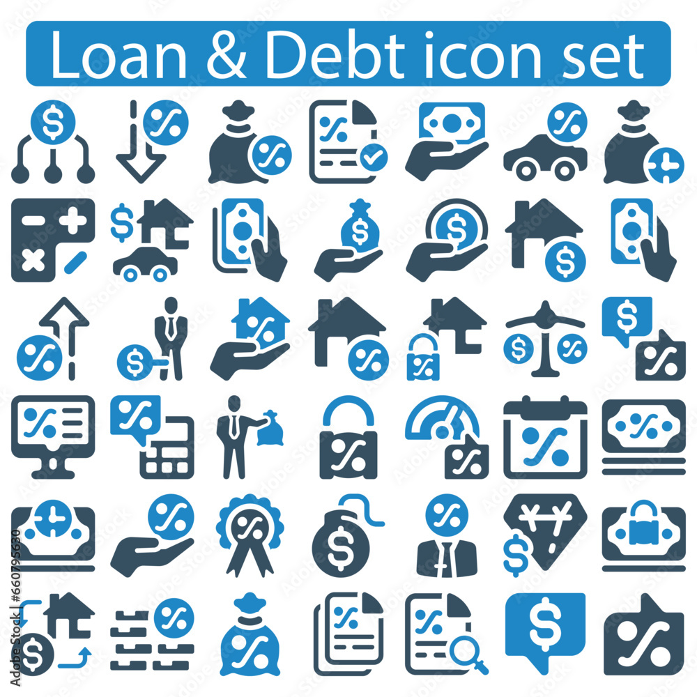 Loan and Debt icon set vector illustration Loan and Debt icon set vector illustration