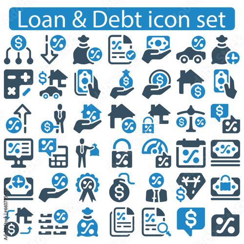 Loan and Debt icon set vector illustration