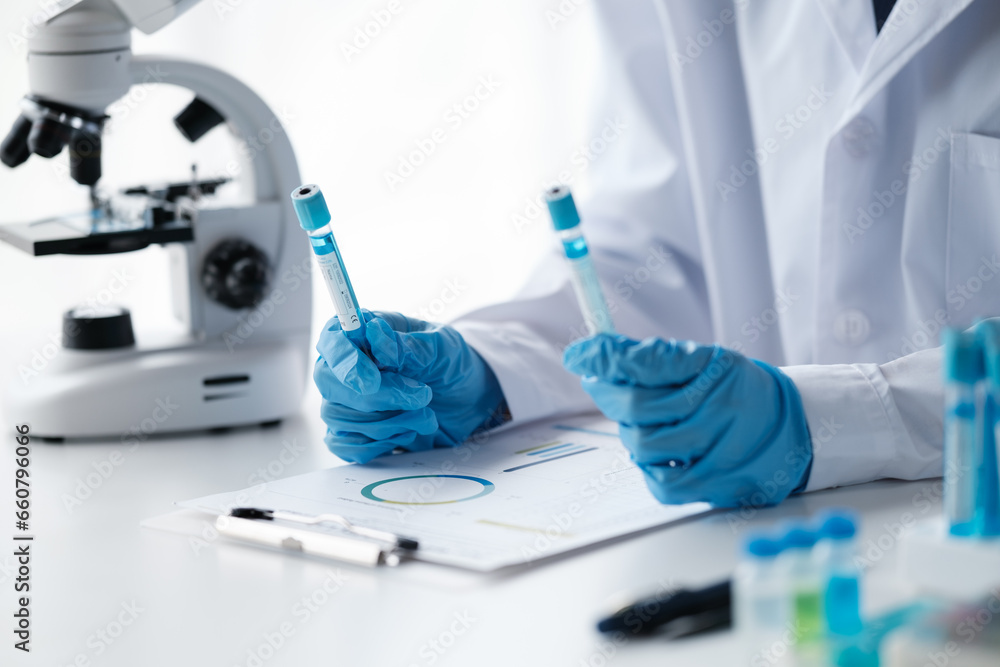 Scientist analyze biochemical sample in advanced scientific laboratory. Medical professional check chemical mix microbiological developmental of viral. Biotechnology research in science lab. cosmetic Scientist analyze biochemical sample in advanced scientific laboratory. Medical professional check chemical mix microbiological developmental of viral. Biotechnology research in science lab. cosmetic