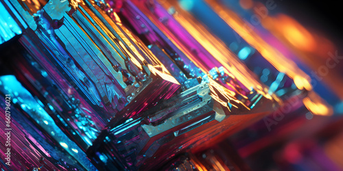 bismuth rainbow metal crystal close up