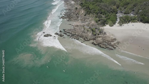 The Pass With Clarkes Beach In New South Wales, Australia - aerial shot photo