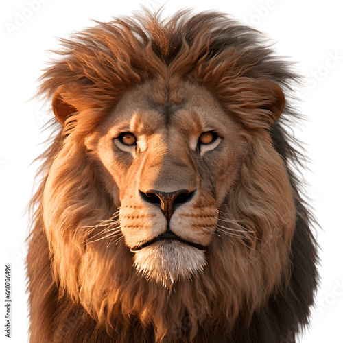 Close-up of a Lion front view on transparent background  wildlife animal