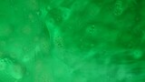 Liquid shiny oil flows on beautiful green colored water surface, abstract background, wallpaper template.