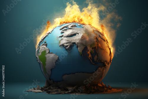 burning earth on fire - global warming concept © sam