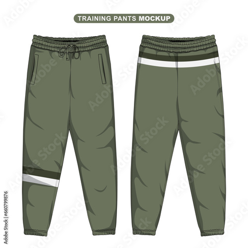 Training pants mockup front and back. Vector illustration