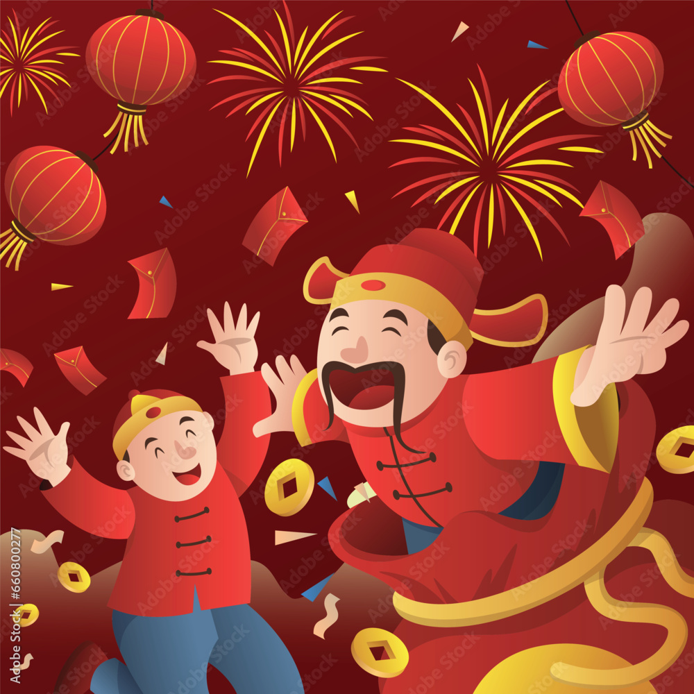 illustration of people celebrating chinese new year illustration of people celebrating chinese new year