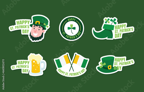 set of stickers design st patrick day 