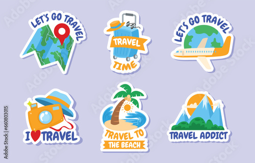 set of travel journey sticker design