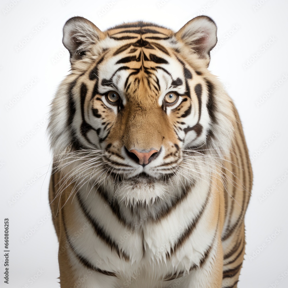 Fototapeta premium Full view Bengal on a completely white background , wallpaper pictures, Background HD