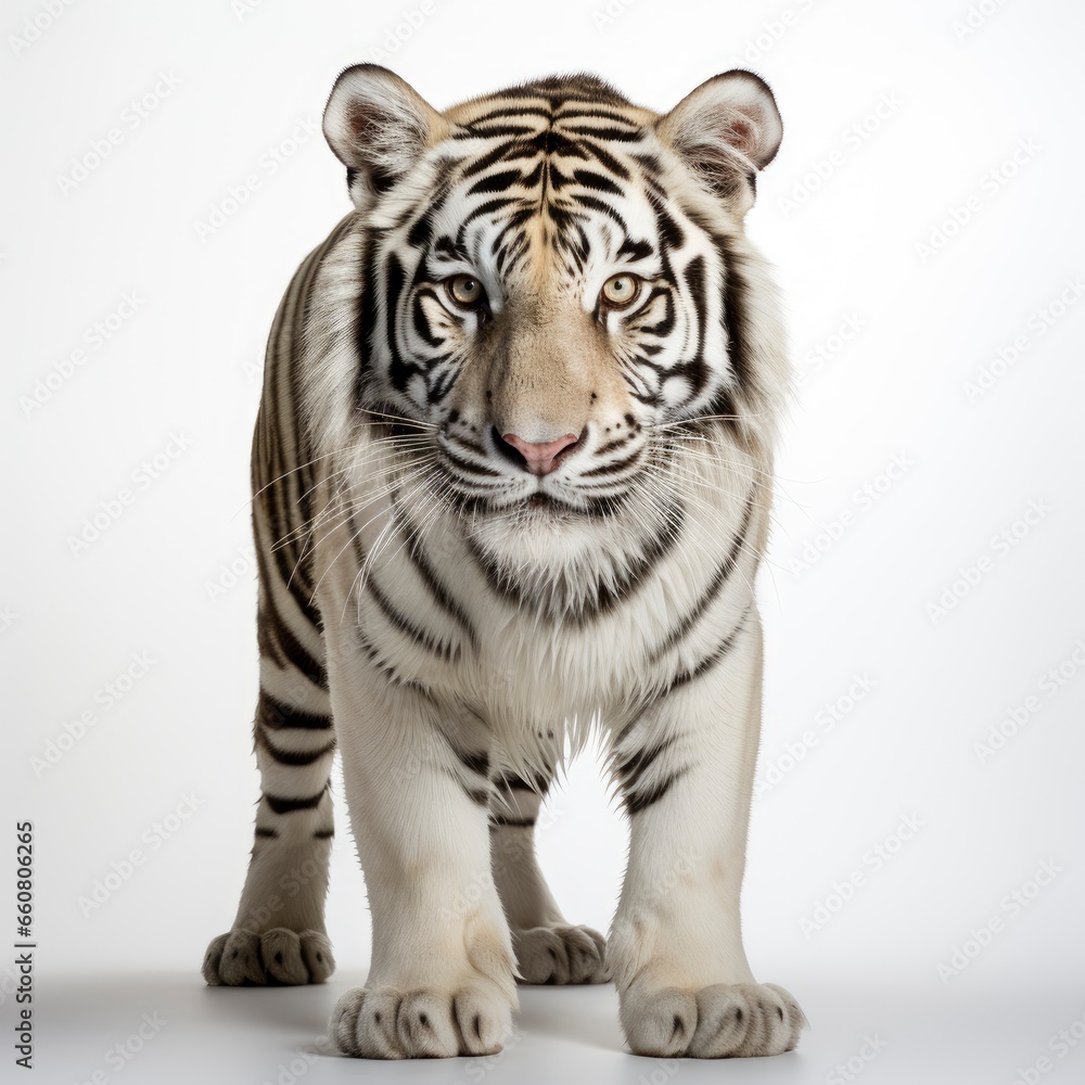 Fototapeta premium Full view Bengal on a completely white background , wallpaper pictures, Background HD