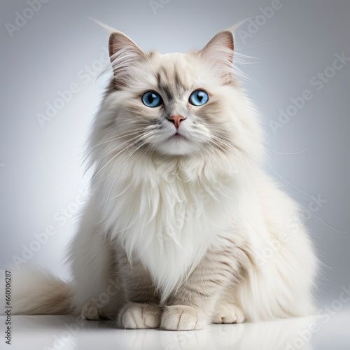 Full view Birman on a completely white background, wallpaper pictures, Background HD