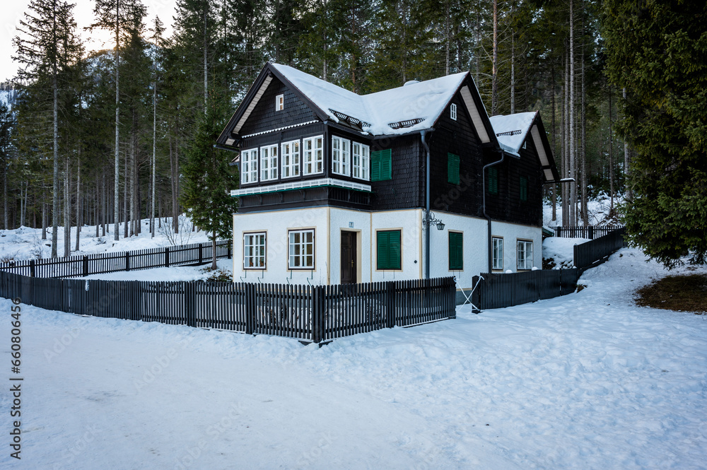 Lake Dobbiaco. Treasure chest among the Dolomites. Winter atmosphere. Lake Dobbiaco. Treasure chest among the Dolomites. Winter atmosphere.