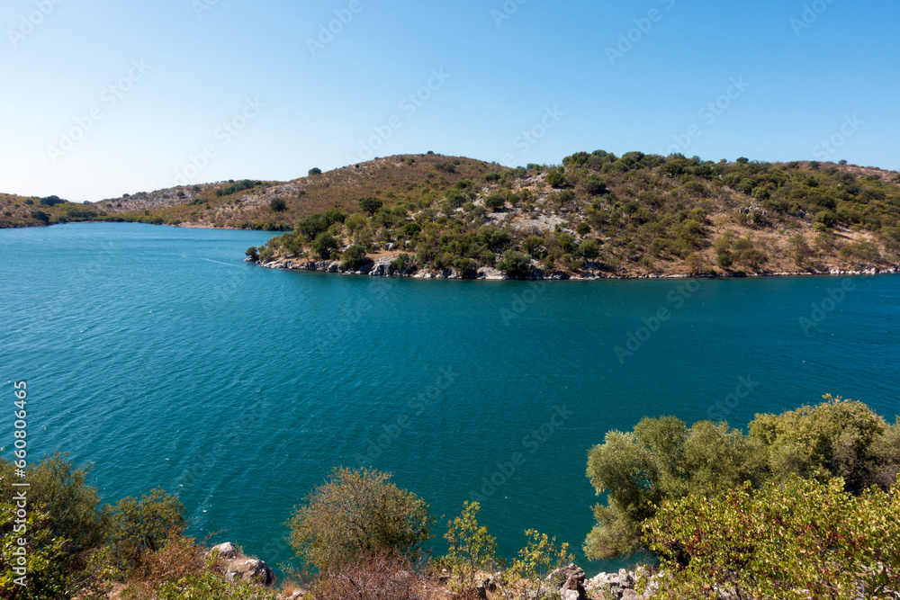 Beautiful scenery by the sea in Sagiada strip, Igoumenitsa, Greece, close to the border with Albania