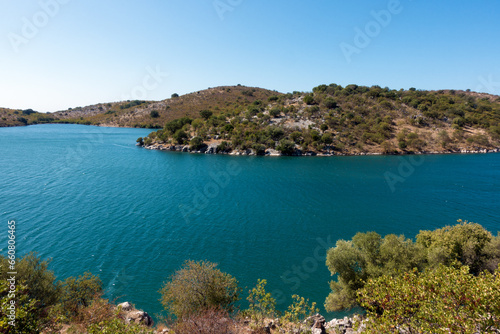 Beautiful scenery by the sea in Sagiada strip, Igoumenitsa, Greece, close to the border with Albania