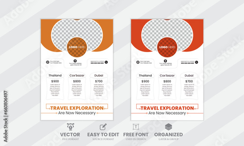 simple and minimal travel flyer design template.