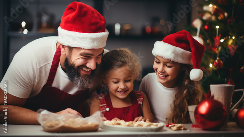 Christmas cookies preparing with kids Generative Ai