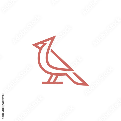 bird cardinal line art with creative design vector