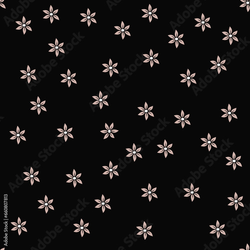 seamless small vector flower design on black background
