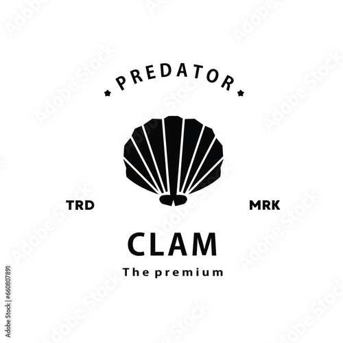 vintage retro hipster clam logo vector outline silhouette art icon