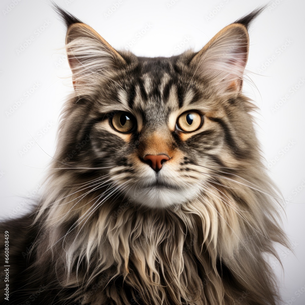 Full view Maine Coonon a completely white background, wallpaper pictures, Background HD Full view Maine Coonon a completely white background, wallpaper pictures, Background HD