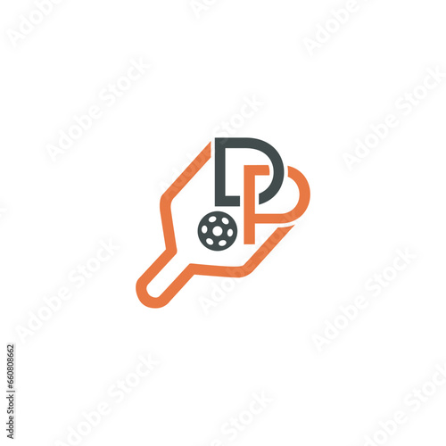 letter D P pickleball creative design vector