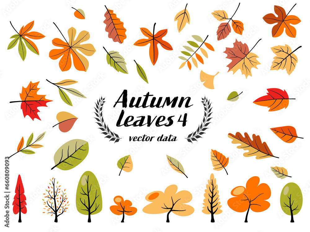 Obraz premium Autumn Leaves Graphic Material Set