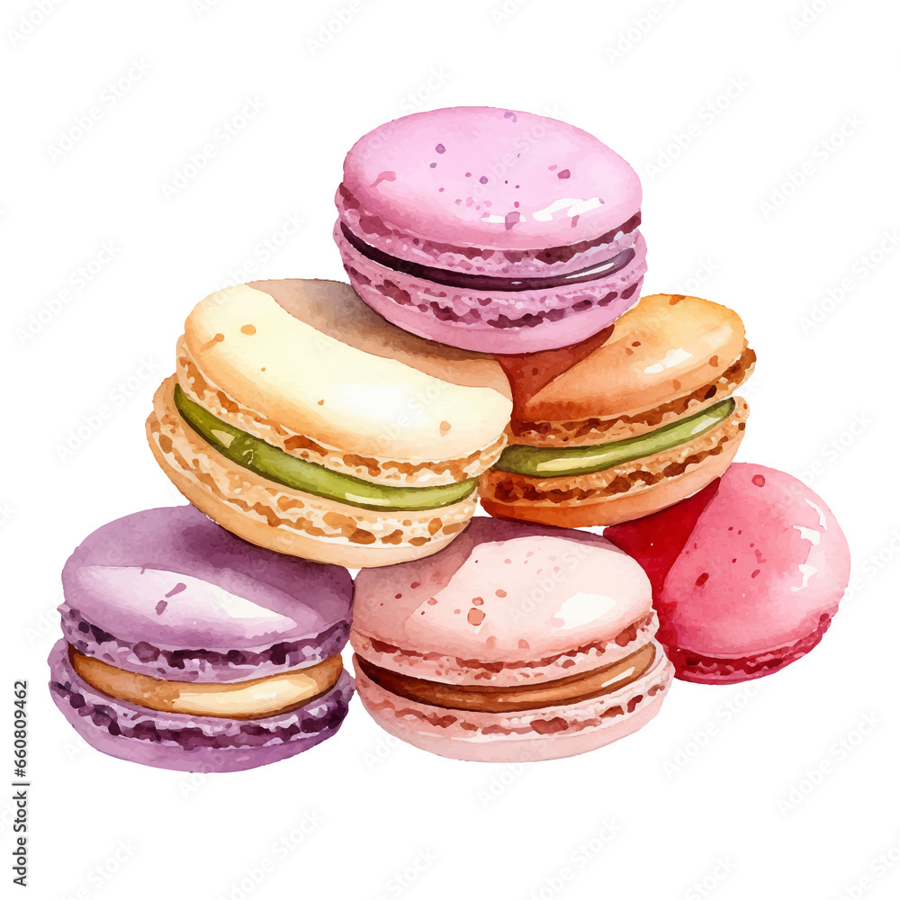 Fototapeta premium macarons watercolor illustration, generative AI