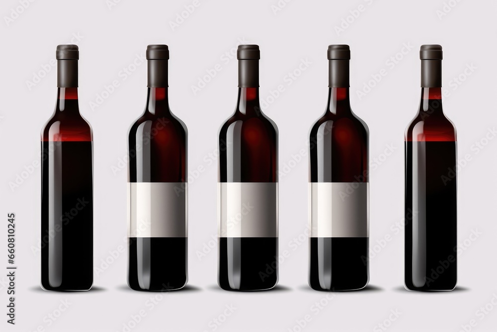 Bottles of red wine with blank front label Bottles of red wine with blank front label