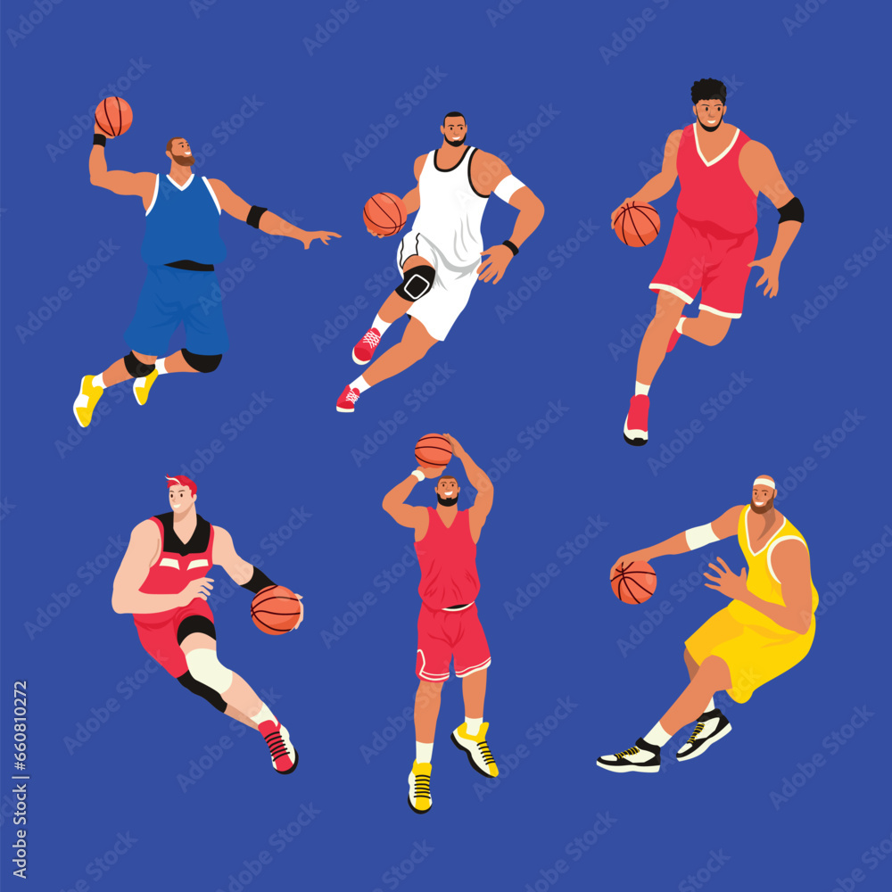 Hand drawn basketball sport activity characters collection