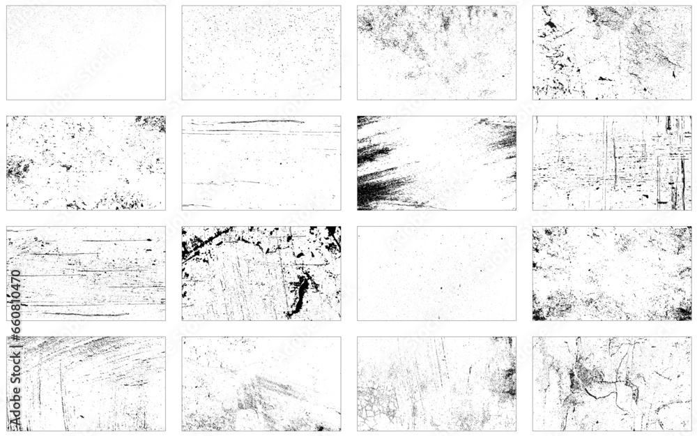 Set of monochrome abstract vector grunge textures. Cement texture. Concrete overlay black and white texture. Set of monochrome abstract vector grunge textures. Cement texture. Concrete overlay black and white texture.