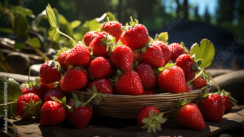 a bunch of strawberry, daylight, high quality, realistic  