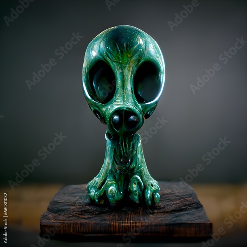 surreal dogbone alien green statue HD 8k  photo
