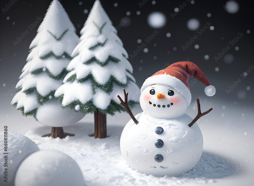 a snowman during a snowfall, christmas, closeup, perfect composition a snowman during a snowfall, christmas, closeup, perfect composition