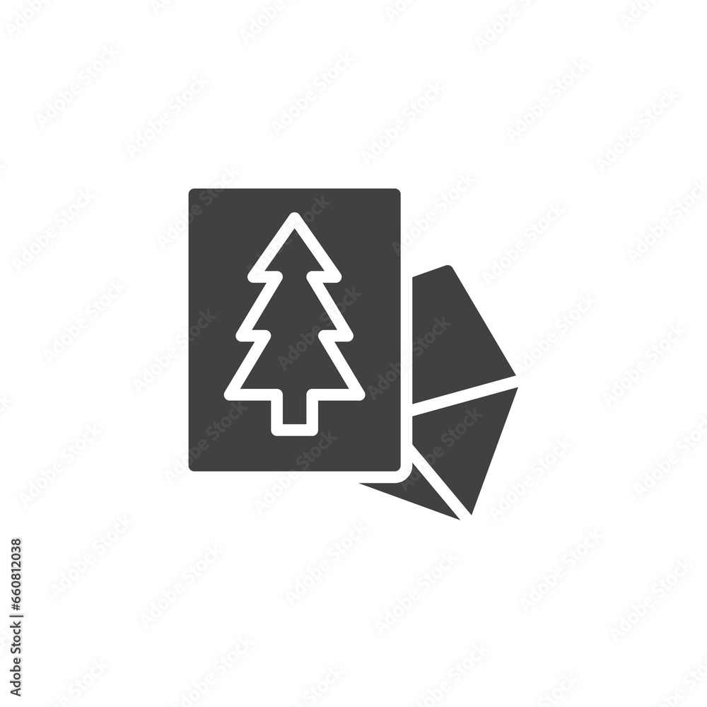 Christmas card with tree vector icon Christmas card with tree vector icon