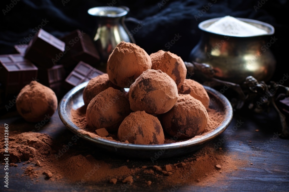 dark chocolate truffles with a dusting of cocoa powder dark chocolate truffles with a dusting of cocoa powder