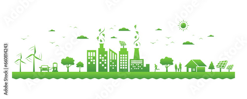 green sustainable city vector illustration