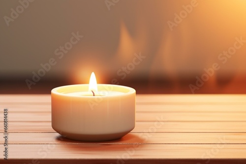 Simple candle in a clean environment. Generative AI