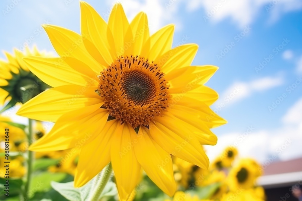 close-up shot of a yellow perennial sunflower bathed in daylight