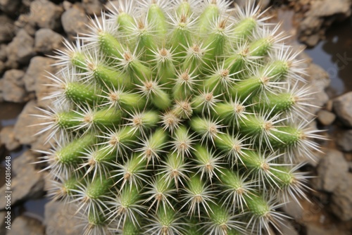 top view of a thriving cactus, showing no signs of weed invasion