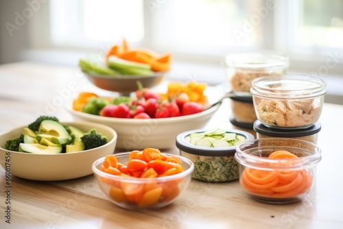 bowls of healthy meals prepared for breastfeeding mom